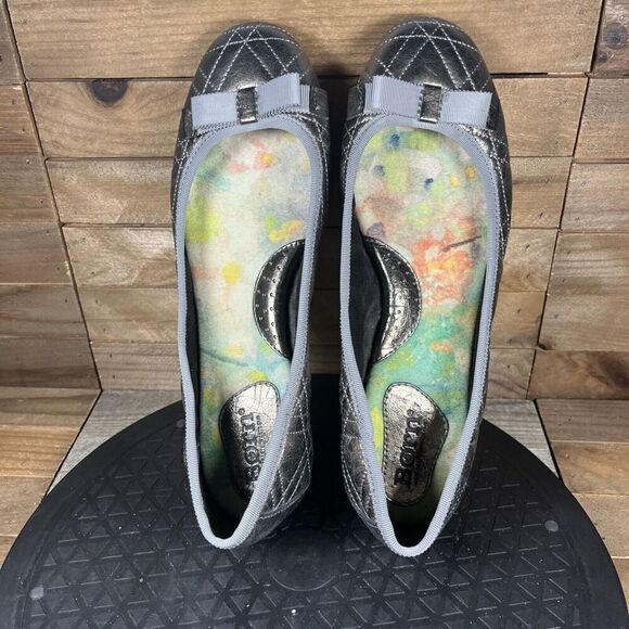 Born Womes Sz 8 M Bronze Metallic Quilted Leather Ballet Flats Shoes-Flat Bow - Picture 5 of 10